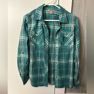 Duluth Trading, size XS, green plaid button down